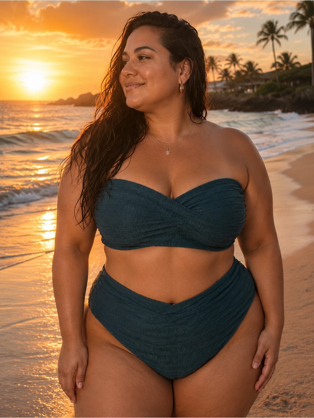 Berlook Dark Green V Cut Plus Size Bikini Bottom